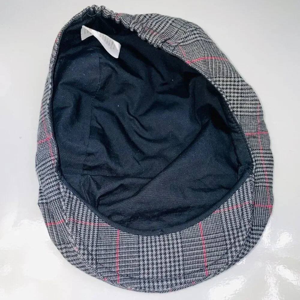 Gymboree Newsboy Boys Scally Hat Gray Red Size M Original Flat Cap Elastic